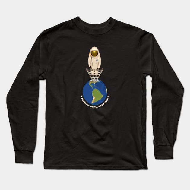 Astronaut on Ladder Long Sleeve T-Shirt by Drop23